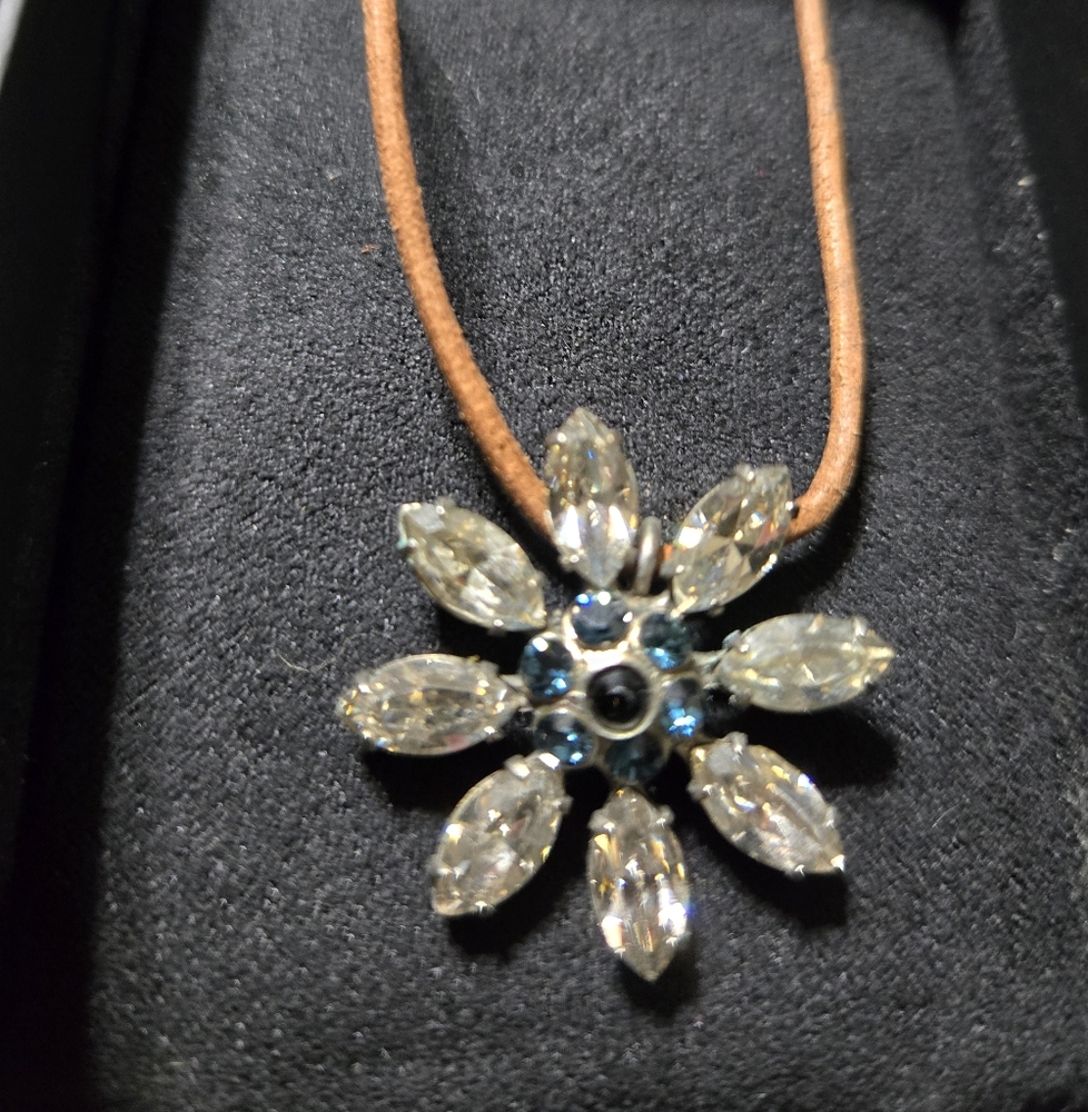 Sorrelli Crystal and Blue Flower Necklace